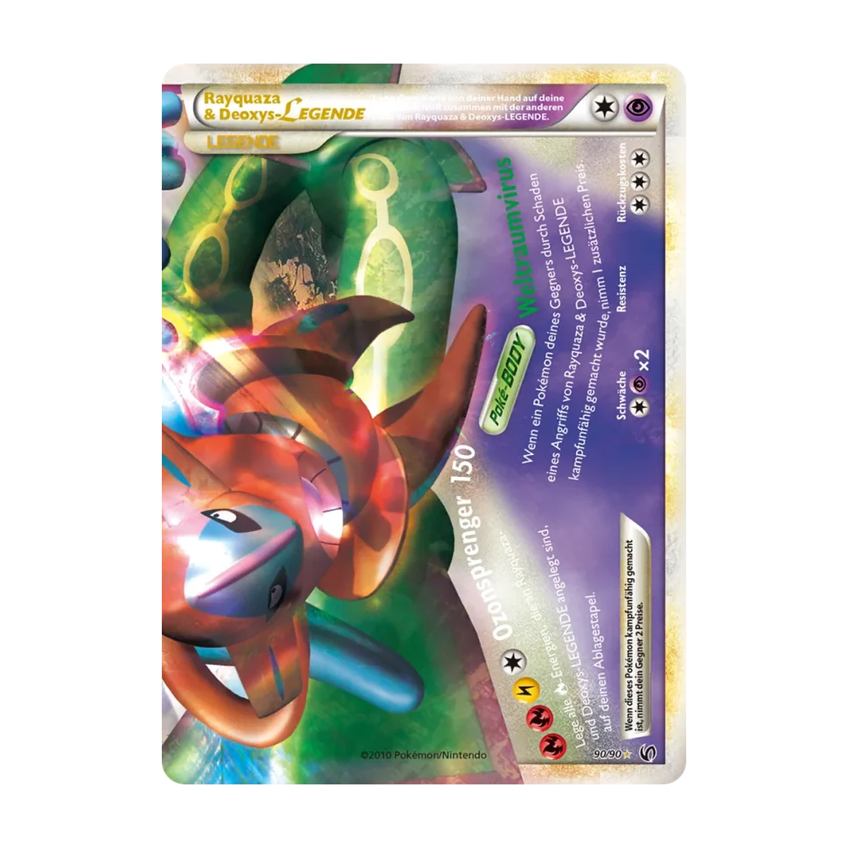 Rayquaza & Deoxys LEGENDE 90/90 aus Unerschrocken – Deutsch, freigestelltes Beispielbild der unteren Hälfte