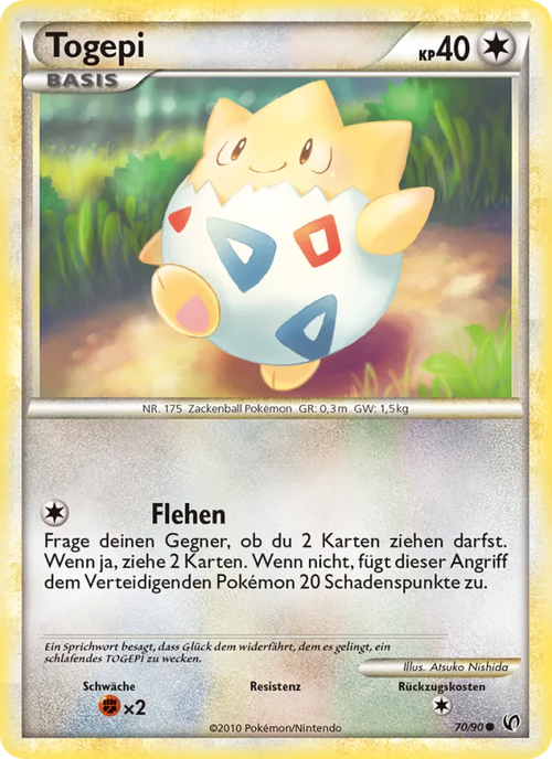 Togepi 070/090 – Unerschrocken, Deutsch, Non-Holo, freigestelltes Beispielbild